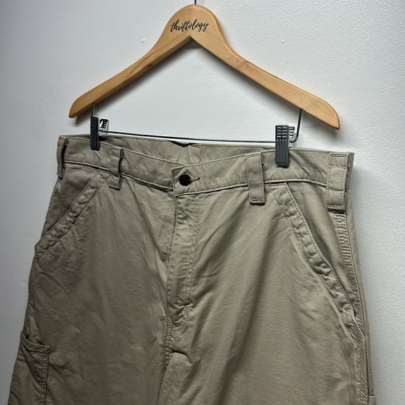 Carharatt Work Short Shorts Canvas Utility Khaki Light Tan Brown Mens Size 38 - Picture 3 of 7